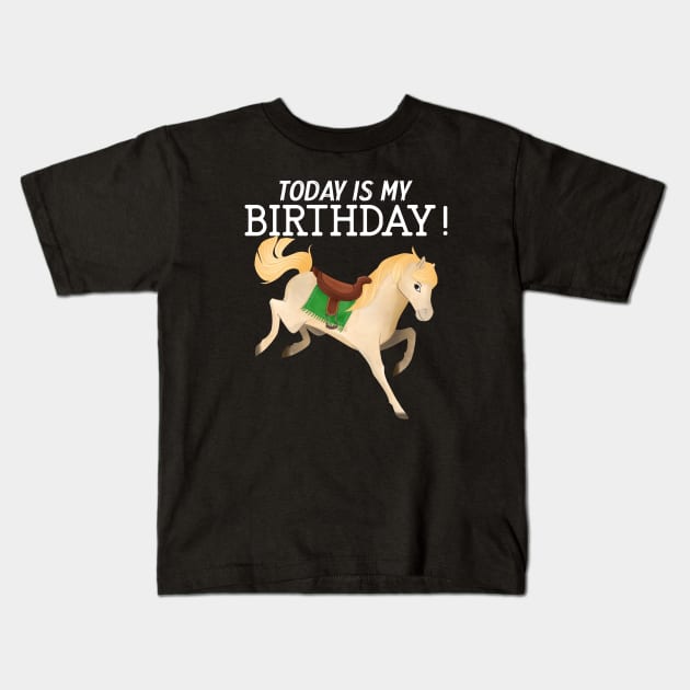 Today Is My Birthday Horse Kids T-Shirt by Mountain Morning Graphics